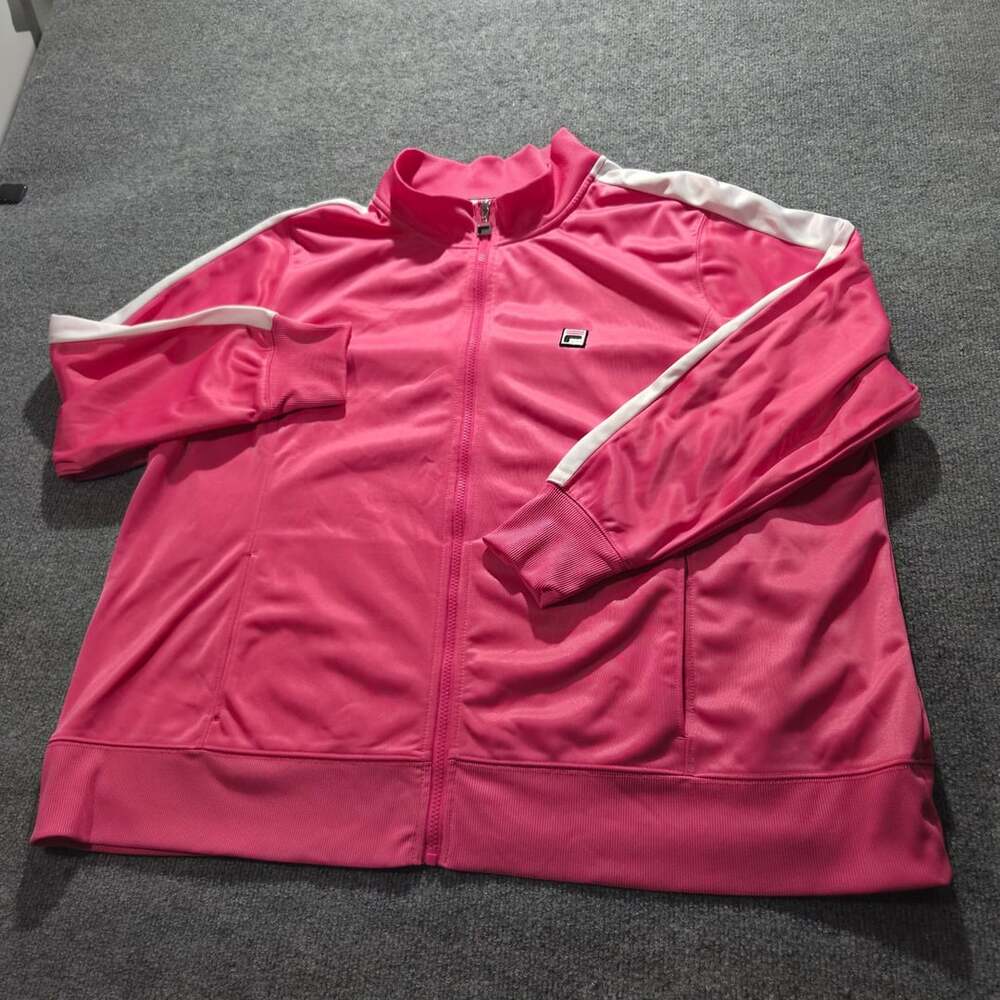 Fila Track Jacket Size 3X Pink White Full Zip